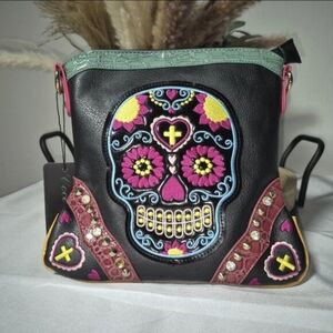 Black Sugar Skull Hand/Crossbody Bag